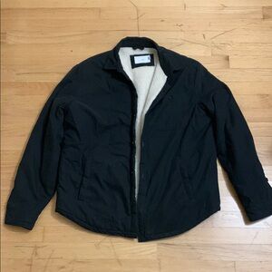 Onia Sherpa Lined Cotton Twill Shacket Black Size L